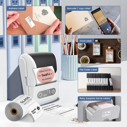 Mutipurpose Mini Label Maker Machine with Tape - Wireless Connection Thermal Label Printer Bluetooth Label Maker Machine, Mini Printer Sticker Maker for Home, Office, Organization, Small Business, Sticker Printer for Phones