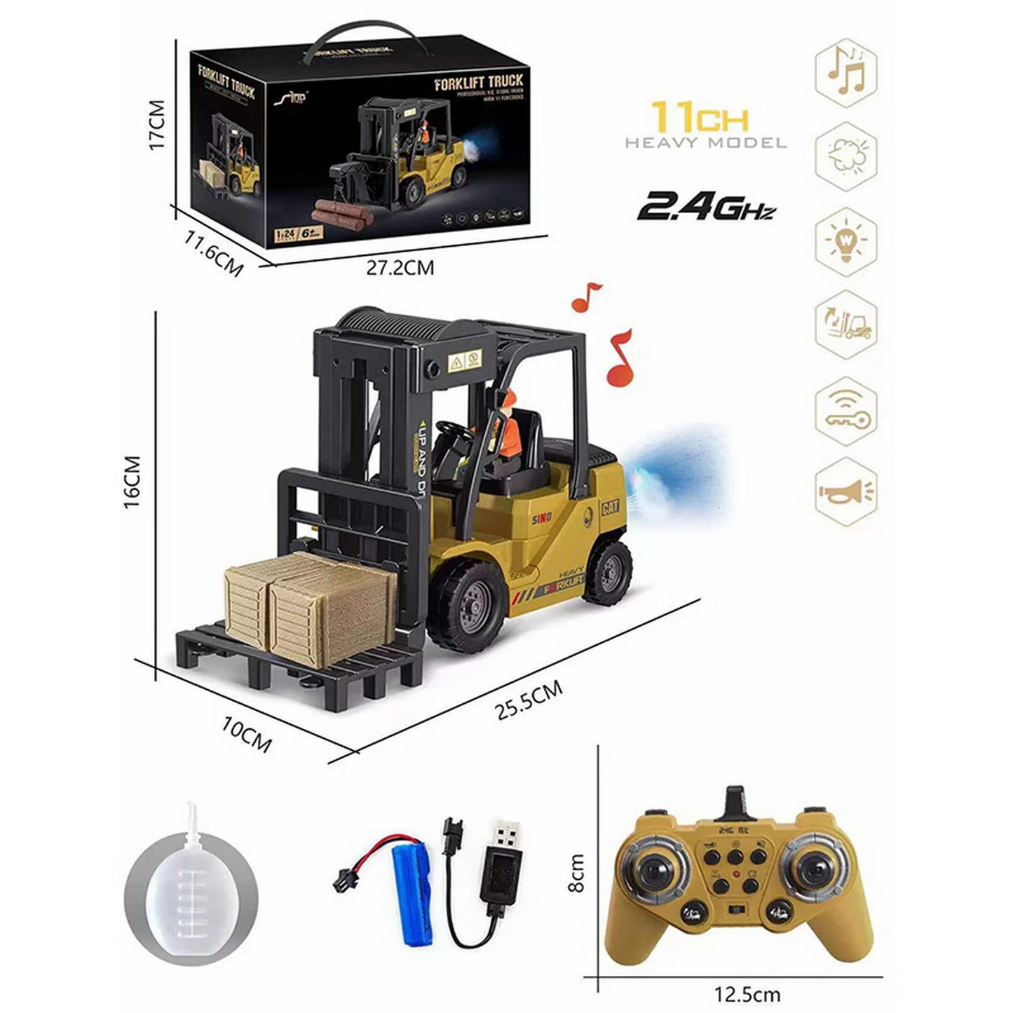 Remote Control Forklift Truck RC Car 2.4G Electric Crane Engineering Vehicles Kids Toys for Boys Child Birthday Christmas Gifts