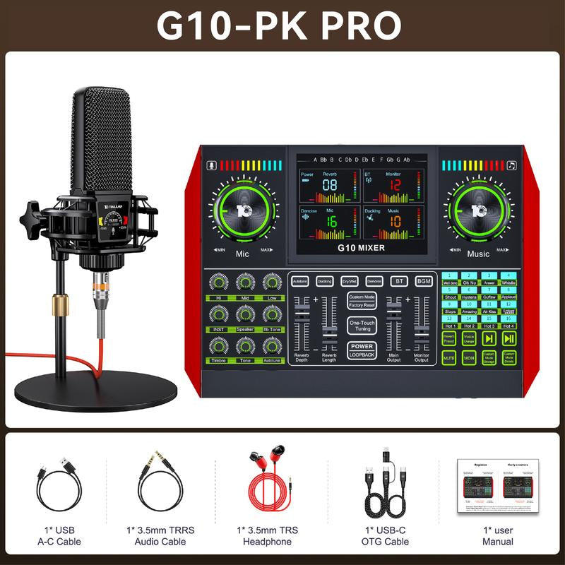 Tenlamp G10-PK PRO Live Broadcast Kit | Upgraded Microphone & Professional Chip for Gaming, Singing, DJ & Streaming | Plug & Play, Enhanced Sound Quality#Outdoorfun