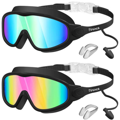[Outdoorfun]Vvinca Pool Accessories-Swim Goggles, Kids Goggles with Earplugs& Nose Clip Wide View Anti-Fog/Uv Swimming Goggles for Age 3-14 Boys Girls