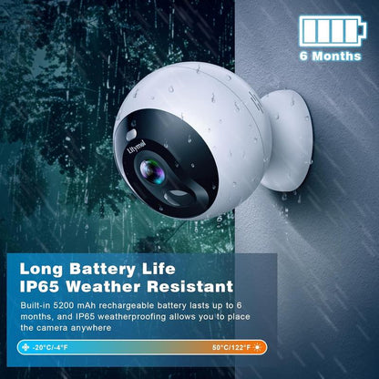 Litymol Magnetic Wireless Window Security Camera with 2K Resolution, AI Motion Detection, Color Night Vision, 2-Way Audio and Cloud Storage