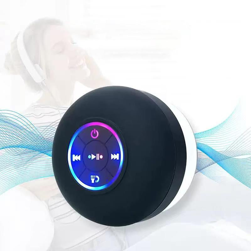 Waterproof Bluetooth Speaker with Suction Cup & LED Lights, 360° Bass Sound | Wireless Shower Speaker for Bath/Beach/Camping | Built-In Mic & Bluetooth 5.4 | Perfect Gift for Men/Women/Kids (Black)