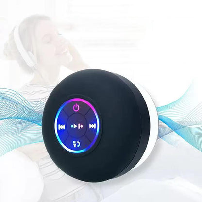 Waterproof Bluetooth Speaker with Suction Cup & LED Lights, 360° Bass Sound | Wireless Shower Speaker for Bath/Beach/Camping | Built-In Mic & Bluetooth 5.4 | Perfect Gift for Men/Women/Kids (Black)