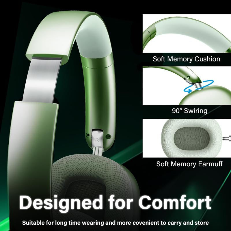 Y01 Bluetooth 5.3 Over-Ear Headphones, Noise Reduction, Hi-Res Audio, 48H Playtime, Foldable, Soft Earpads, with Mic for Ios/Android/Pc