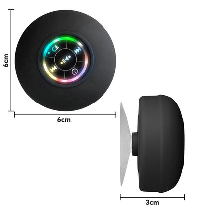 Waterproof Bluetooth Speaker with Suction Cup & LED Lights, 360° Bass Sound | Wireless Shower Speaker for Bath/Beach/Camping | Built-In Mic & Bluetooth 5.4 | Perfect Gift for Men/Women/Kids (Black)
