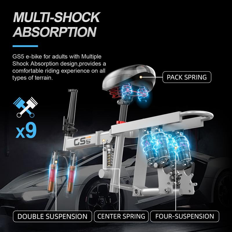 Folding Electric Bike for Adults, 14-Inch Tires, Top Speed of 19 MPH, 48V 15Ah Removable Battery E-Bike