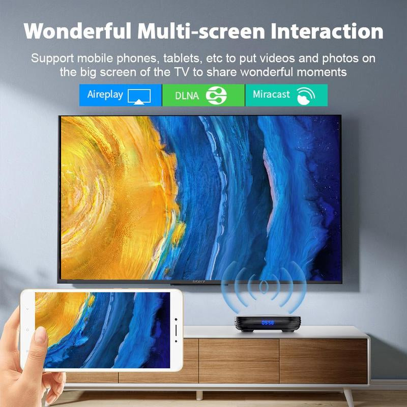 Android 12 TV Box, 4K Video 2.4G & 5.8G Dual Wifi Quad Core Cortex A53 BT Media Player, Suitable for Home & Office