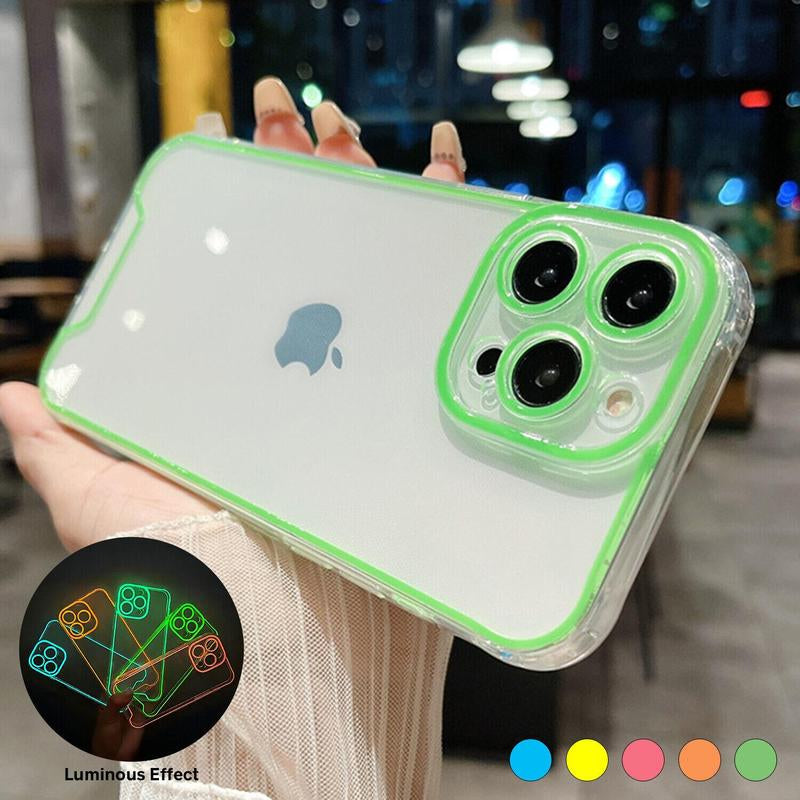 Case for Iphone 16 15 14 13 12 11 Pro Max Fluorescent Case Shockproof Clear Silicone Cover TPU Protector Cellphone Phonecase Neon Smartphone