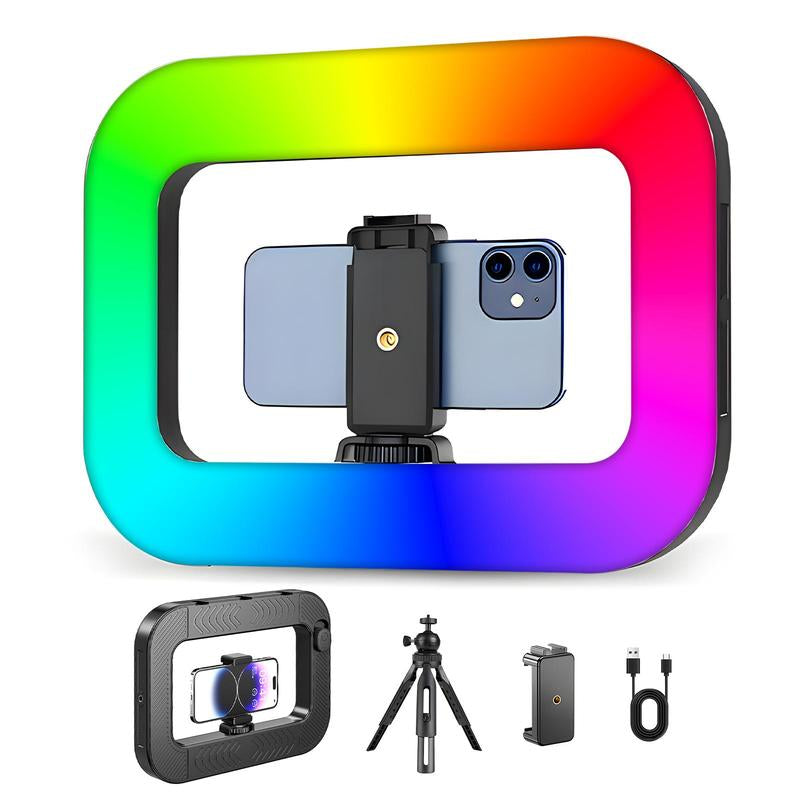 Circular Handheld Photography Fill Light,Rechargeable Handheld Beauty Fill Light, Expandablebracket,Selfie Tripod,Adjustable Extendable Foldable Phoneholder, Photography and Video Recording, Professional Outdoor Shooting, Handheld Lighting Light