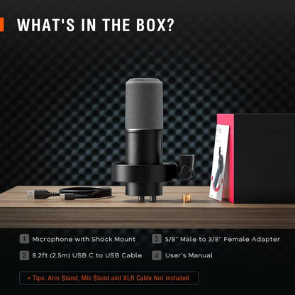 FIFINE K688 XLR/USB Dynamic Microphone, Studio XLR Vocal Podcast Microphone for Recording, USB Streaming Mic with Mute Button, Gain Knob, Headphones Jack for Voice-Over, Video,Gaming