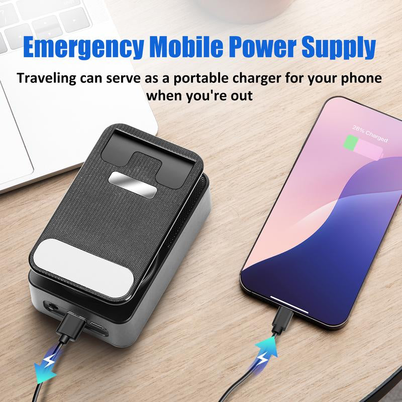 Upgraded 5In1 Wireless Bluetooth Speaker Phone Holder - Colorful Light Spinning Foldable Emergency Charging for Tablet IOS Android, Gift for Men Women