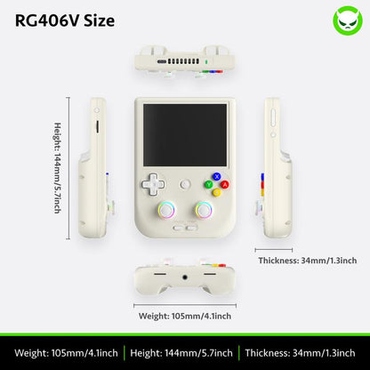Anbernic RG406V Handheld Game Console【Buy 1 Get 1 Card Reader+1 Fancy Case+1 Screen Protector+1 Type-C Cable】Android 13 4-Inch IPS Touch Screen 960*720 Unisoc T820 Processor Bluetooth 3D Hall Joystick Ready to Play Gift Package