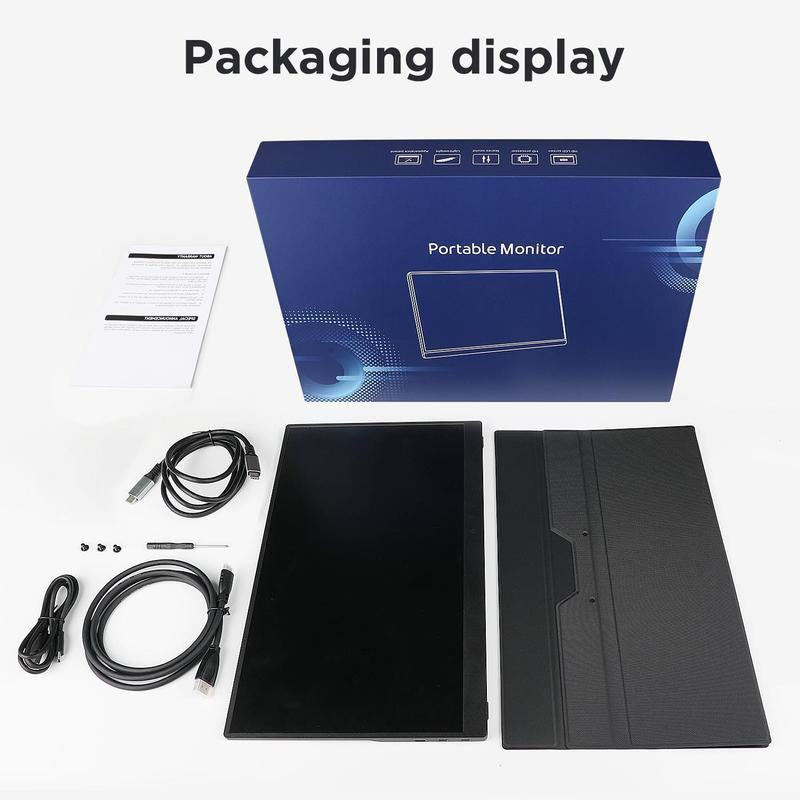 Portable Monitor, FHD 1080P Portable Laptop Monitor with PU Leather Cover, Suitable for Expanding Display and Screen Mirroring of PC, MAC, Xbox, Switch, PS5, Iphone15, Samsung & HUAWEI Mobile Phones