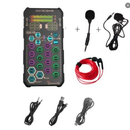 Sk9Handheld Mini Sound Card, Voice Changer Recording Set, Live Sound Card - Suitable for Va Types of Mobile Phone Models and Computers, Equipped Withprofessionalchipsetcanbeused for Gamingsingingmicrophone Mini Microphone Portable Audiointerfaceoutdoorfun