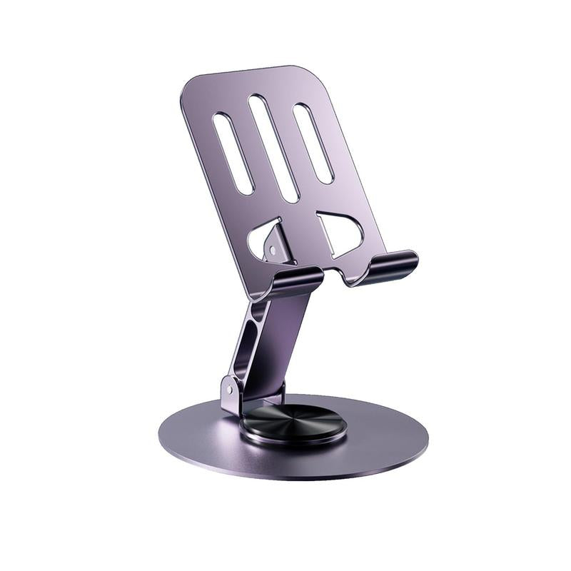 Adjustable Cell Phone Stand for Desk with Non-Slip Rubber, 360°Metal Phone Holder Smartphone Accessories Foldable/Folding Mount Alloy Aluminum Compact Portable Cellphone Mount, Saving Space