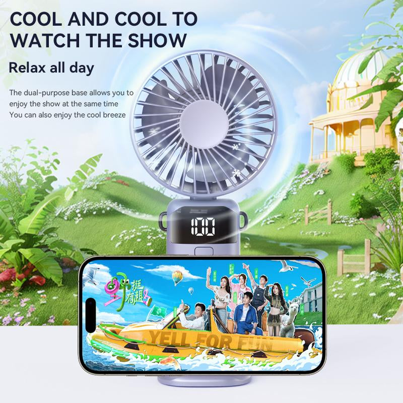 Handheld Fan,Portable Fan,1500Mah Rechargeable Personal Fan, 180° Foldable Mini Desk Fan with 5 Wind Speed, LCD Digital Remaining Battery Display, Lanyard as Neck Fan, Quiet, Pocket Size for Indoor Outdoor,Can Add Aromatherapy Perfume , with Phone Holder