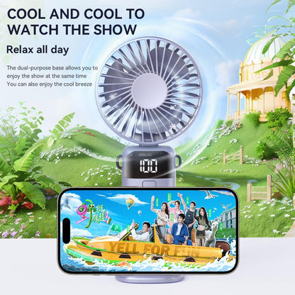 Handheld Fan,Portable Fan,1500Mah Rechargeable Personal Fan, 180° Foldable Mini Desk Fan with 5 Wind Speed, LCD Digital Remaining Battery Display, Lanyard as Neck Fan, Quiet, Pocket Size for Indoor Outdoor,Can Add Aromatherapy Perfume , with Phone Holder