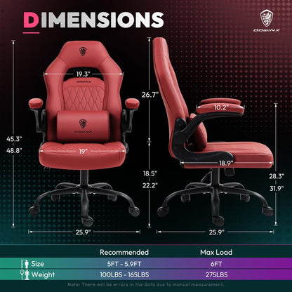 Dowinx Gaming Chair - Ergonomic Faux Leather with Breathable Mesh Backrest, Lumbar Support, Adjustable Swivel Task Chair with Head Cushion and Armrests