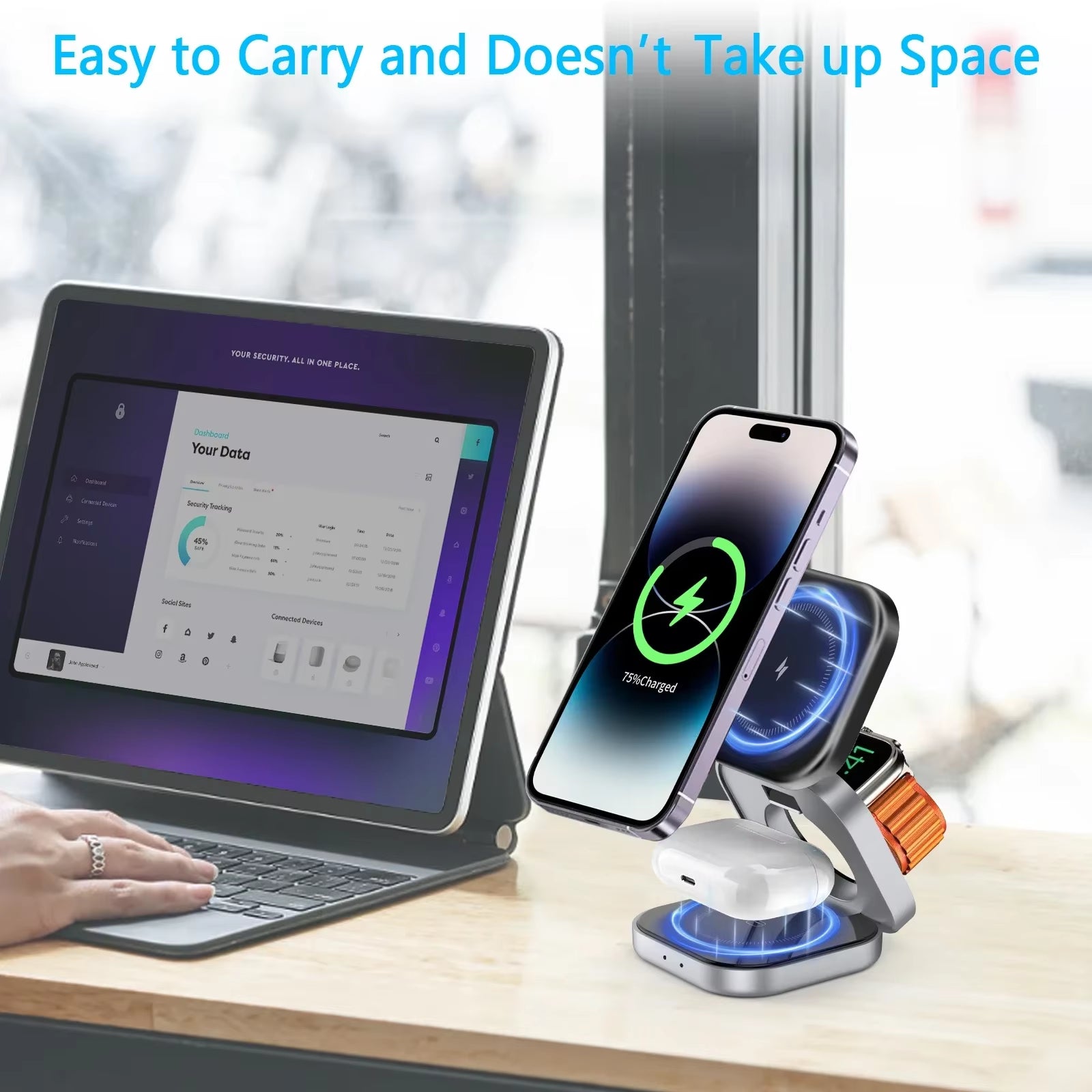 3 in 1 Magnetic Wireless Charger Stand Pad Magnet Fast Charging Station for Magsafe Iphone 12-16 Samsung Galaxy Watch Iwatch 1-9