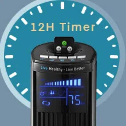 FOHERE Tower Fan for Indoors, 36" Oscillating Tower Cooling Fan with Remote Control, 12-Hour Timer and Sleep Mode,Standing Fan for Office, Portable Stand up Floor Bladeless Fan (Black)