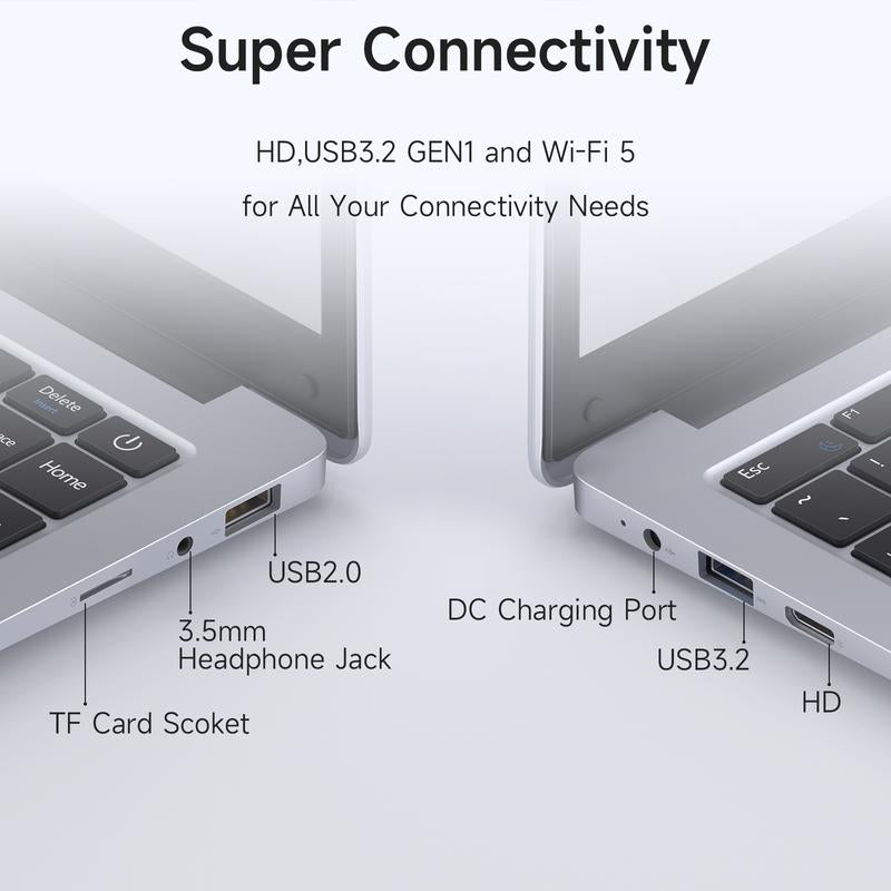 RNRUO 14 Inch Laptop Intel Celeron Processor N3350 6GB RAM 64GB+128GB SSD/64GB+256GB SSD Windows 10 Cpu Fathersdaygift