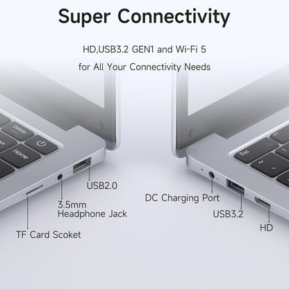 RNRUO 14 Inch Laptop Intel Celeron Processor N3350 6GB RAM 64GB+128GB SSD/64GB+256GB SSD Windows 10 Cpu Fathersdaygift