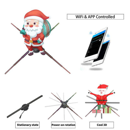 3D Hologram Projection Light, 3D Hologram Display Fan Two Blades 42Cm User-Friendly Plug and Play Holographic Advertising Show LED Lights, Easy Wall Mount Decorations for Holiday & Parties Valentine Gift Black Audio