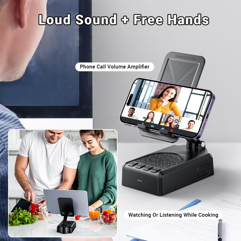 [Father'S Day Gift] PUTARE Wireless Speaker Cellphone Stand with Remote Control for Tiktok Scrolling, Rechargeable Portable Mobile Tablet Stand, Gifts for Family Friends Smartphone Mount,Outdoorfun