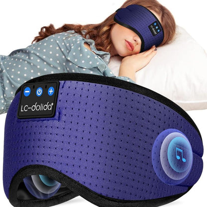Lc-Dolida 3D Bluetooth Sleep Mask with Headphones, Wireless Music Sleep Headband Eye Mask for Side Sleepers,Sleeping Comfortable Black-3D Relaxation Light Blockin Travel