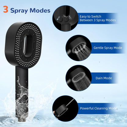 Filtered Shower Head with Handheld, High Pressure 3 Spray Mode Showerhead with Filters,Detachable Shower Head,Water Softener Filters Beads for Hard Water -Remove Chlorine