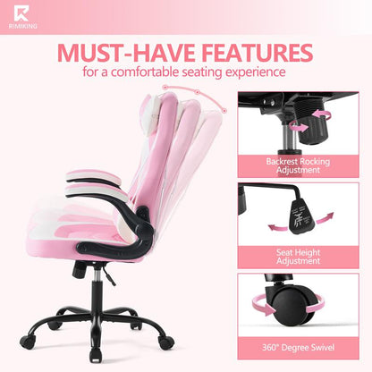 [Fathersdaygift] RIMIKING Shelby Series Ergonomic Gaming Chair, Adjustable Recliner, Lumbar Support, Heavy-Duty Office Chair,275 Lbs Weight Capacity,3896 Springtok