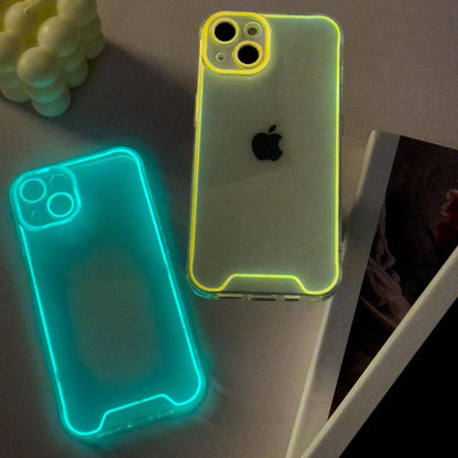 Case for Iphone 16 15 14 13 12 11 Pro Max Fluorescent Case Shockproof Clear Silicone Cover TPU Protector Cellphone Phonecase Neon Smartphone