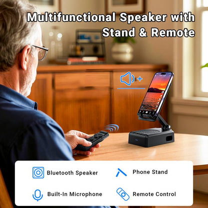 [Father'S Day Gift] PUTARE Wireless Speaker Cellphone Stand with Remote Control for Tiktok Scrolling, Rechargeable Portable Mobile Tablet Stand, Gifts for Family Friends Smartphone Mount,Outdoorfun