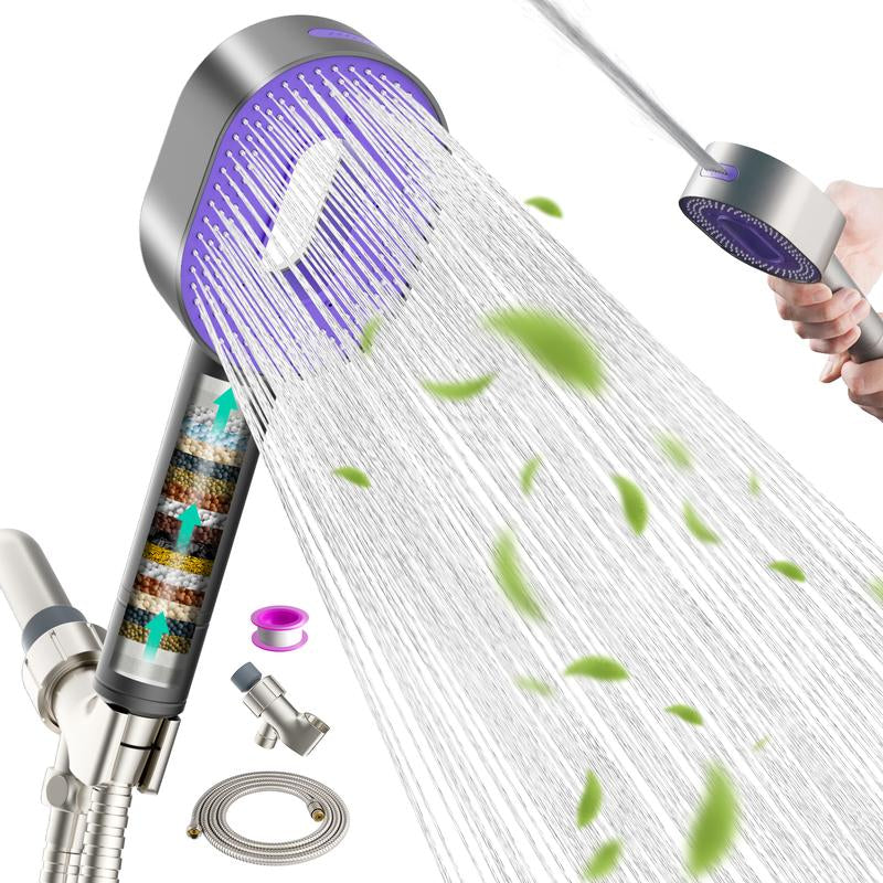 Filtered Shower Head with Handheld, High Pressure 3 Spray Mode Showerhead with Filters,Detachable Shower Head,Water Softener Filters Beads for Hard Water -Remove Chlorine