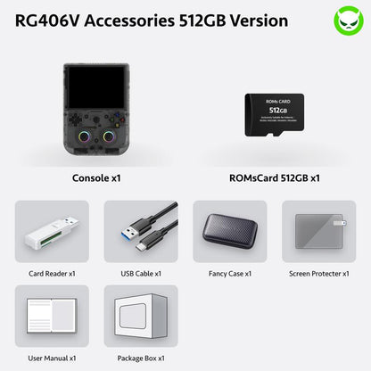 Anbernic RG406V Handheld Game Console【Buy 1 Get 1 Card Reader+1 Fancy Case+1 Screen Protector+1 Type-C Cable】Android 13 4-Inch IPS Touch Screen 960*720 Unisoc T820 Processor Bluetooth 3D Hall Joystick Ready to Play Gift Package