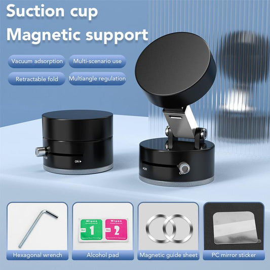 Magnetic Vacuum Phone Stand Holder ,Foldable and Portable Design,Strong Magnet,Suitable for Smooth Surfaces,Multi-Scene Use Compact Folding