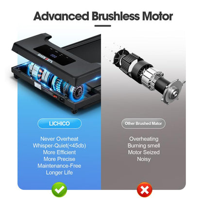 OVER SELF Inclined Folding Incline Treadmill, Walking Mat Treadmill with ,300 Lbs Portable Treadmill with Handle, Safety Lock, Quiet Design for Home and Office Treadmill with LED Display – Smart Fitness Machine Exercise Gym Equipment