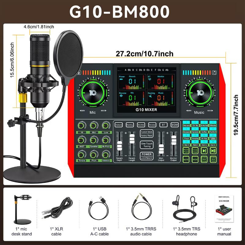Tenlamp G10-PK PRO Live Broadcast Kit | Upgraded Microphone & Professional Chip for Gaming, Singing, DJ & Streaming | Plug & Play, Enhanced Sound Quality#Outdoorfun