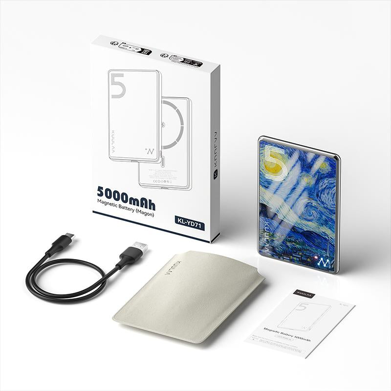 KUULAA Magnetic Wireless Power Bank, Slim 5,000Mah Wireless Portable Charger , PD Fast Charging for Magsafe Battery Pack with USB-C , Iphone 16-12/Pro/Samsung Electronics Accessories