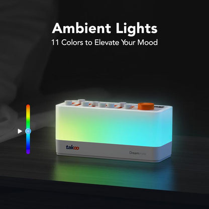 TAKOO 3-In-1 Portable Bluetooth Speaker/Sound Machine/Night Light, DIY Mixable 7 Nature Sounds & White Noise, 11 Ambient Lights, 180-Min Timer for Sleep Aid, Relaxing, Kids, Meditation