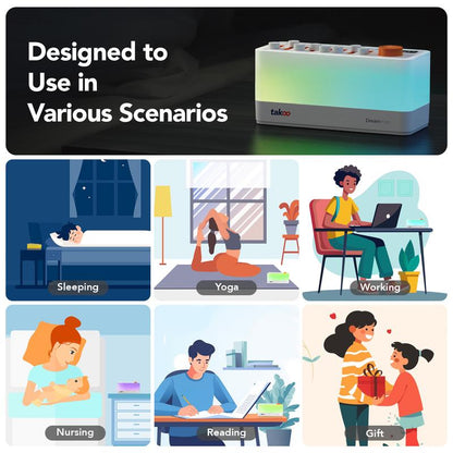 TAKOO 3-In-1 Portable Bluetooth Speaker/Sound Machine/Night Light, DIY Mixable 7 Nature Sounds & White Noise, 11 Ambient Lights, 180-Min Timer for Sleep Aid, Relaxing, Kids, Meditation