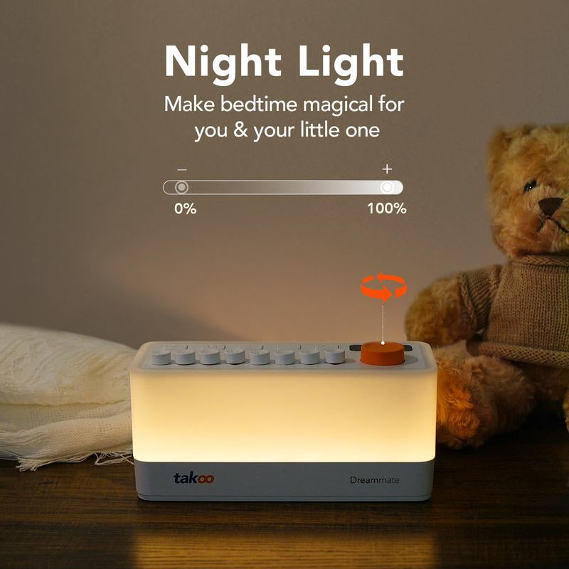 TAKOO 3-In-1 Portable Bluetooth Speaker/Sound Machine/Night Light, DIY Mixable 7 Nature Sounds & White Noise, 11 Ambient Lights, 180-Min Timer for Sleep Aid, Relaxing, Kids, Meditation