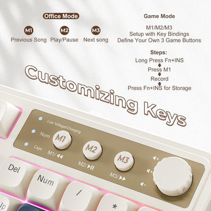 AULA S99 Key Keyboard, Tri-Mode Bluetooth/2.4Ghz/Usb-C Cute Creamy Gaming Keyboard with Number Pad RGB Backlit, Media Knob Custom Mechanical Feel Computer Keyboard for MAC Xbox PC Gamer - Purple