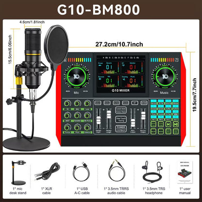 Tenlamp G10-PK PRO Live Broadcast Kit | Upgraded Microphone & Professional Chip for Gaming, Singing, DJ & Streaming | Plug & Play, Enhanced Sound Quality#Outdoorfun