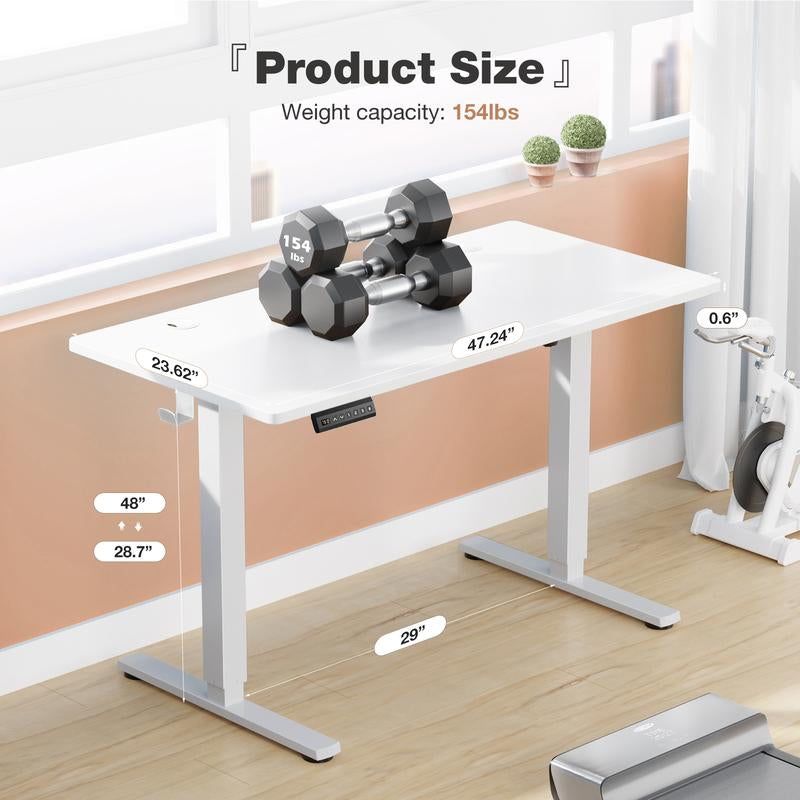 Standing Desk, Electric Standing Desk Adjustable Height, Ergonomic Adjustable Desk with Memory Preset, Computer Desk Stand up Desk with T-Shaped Bracket Suitable for Home Office