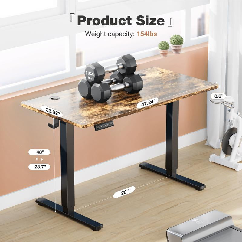 Standing Desk, Electric Standing Desk Adjustable Height, Ergonomic Adjustable Desk with Memory Preset, Computer Desk Stand up Desk with T-Shaped Bracket Suitable for Home Office