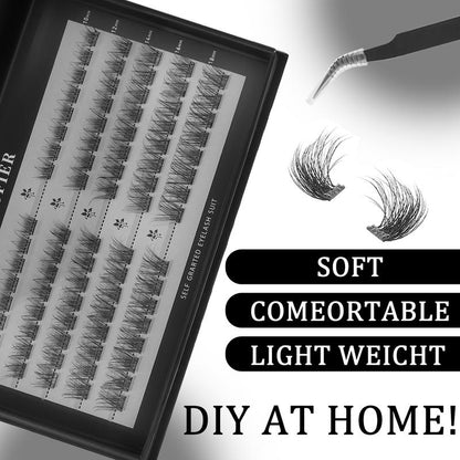 【Hot Style】Cofier No Glue Lash Kit Medical Jelly Adhesive Self Adhesive Individual Eyelashes, Easy Makeup Application with Tweezers (80/100/160 Pcs)