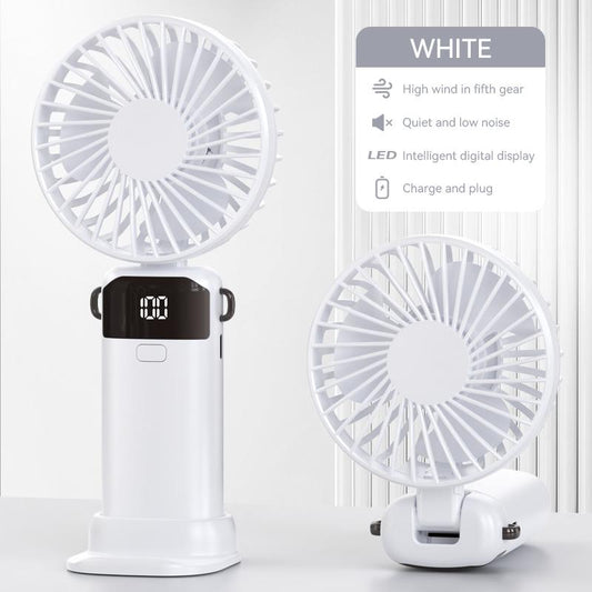 Handheld Fan,Portable Fan,1500Mah Rechargeable Personal Fan, 180° Foldable Mini Desk Fan with 5 Wind Speed, LCD Digital Remaining Battery Display, Lanyard as Neck Fan, Quiet, Pocket Size for Indoor Outdoor,Can Add Aromatherapy Perfume , with Phone Holder