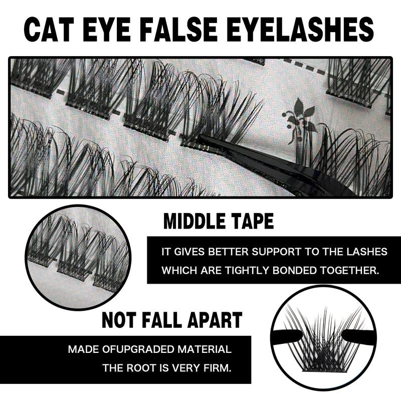 【Hot Style】Cofier No Glue Lash Kit Medical Jelly Adhesive Self Adhesive Individual Eyelashes, Easy Makeup Application with Tweezers (80/100/160 Pcs)