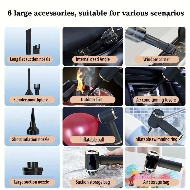 4 in 1 Vacuum Cleaner - Vacuum & Blower - Handheld Wireless Vacuum Cleaner - Rechargeable USB - Mini Vacuum for Clean Car, Home - Ideal Gift